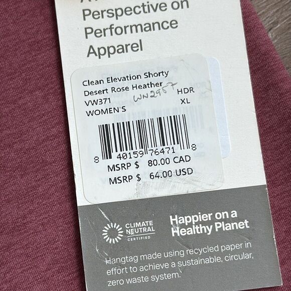 VUORI Clean Elevation Shorty BIKER SHORT Size XL NWT‎ Desert Rose Heather PINK - Picture 3 of 8